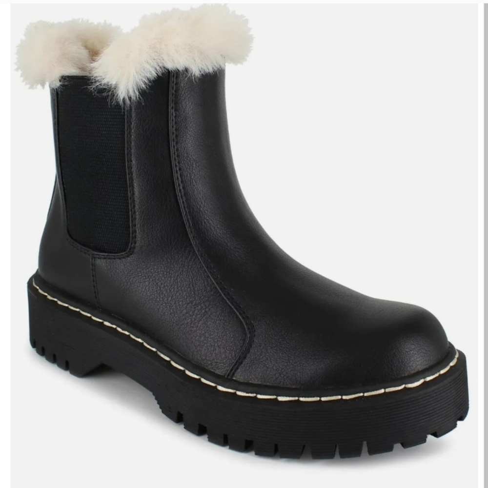 Portland Leather Company Helena faux Fur trim Ankle Chelsea Boots women's  9.5